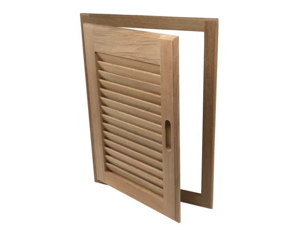 Whitecap Teak Louvered Door & Frame - Right Hand - 15" x 20" - Image 4