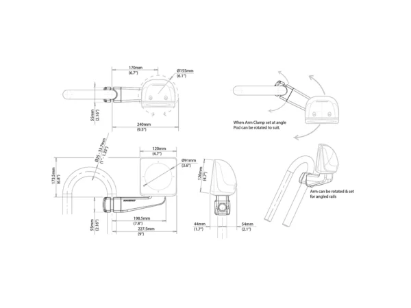 Scanstrut Scanpod Single Instrument Pod -Precut- Arm Mounted - Fits 1" - 1.3" Rails - Image 2