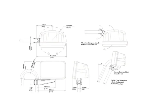 Scanstrut Scanpod 7" Instrument Pod - Uncut - Arm Mounted Fits 1" - 1.3" Rails - Image 2