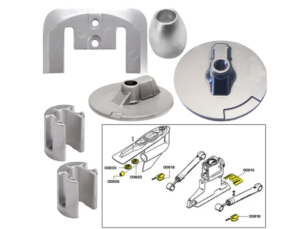 Tecnoseal Anode Kit w/Hardware - Mercury Bravo 3 2004-Present - Zinc