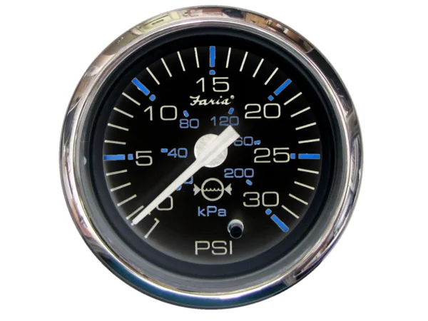 Faria Chesapeake Black 2" Water Pressure Gauge (30 PSI)