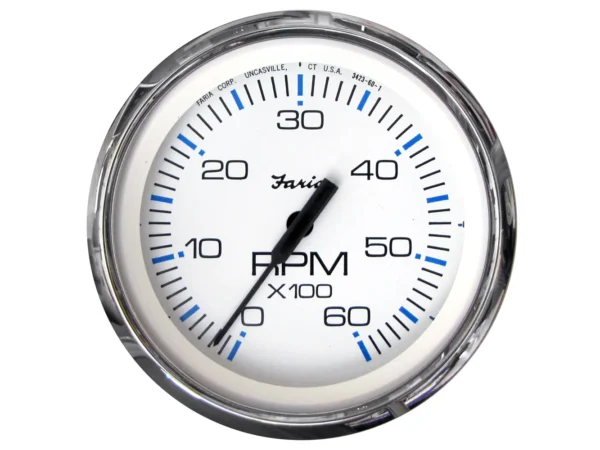 Faria Chesapeake White SS 4" Tachometer - 6000 RPM (Gas) (Inboard & I/O)