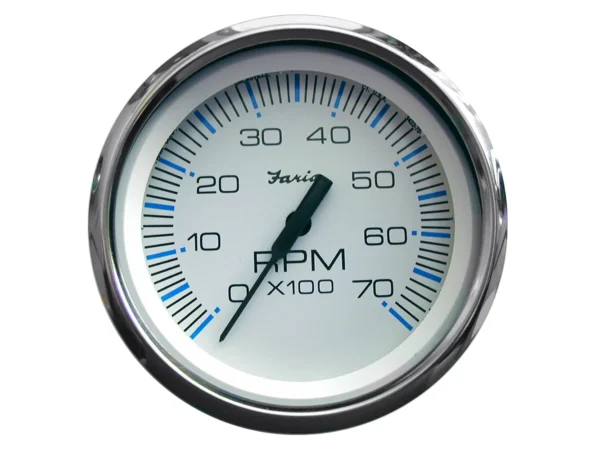 Faria Chesapeake White SS 4" Tachometer - 7000 RPM (Gas) (All Outboards)