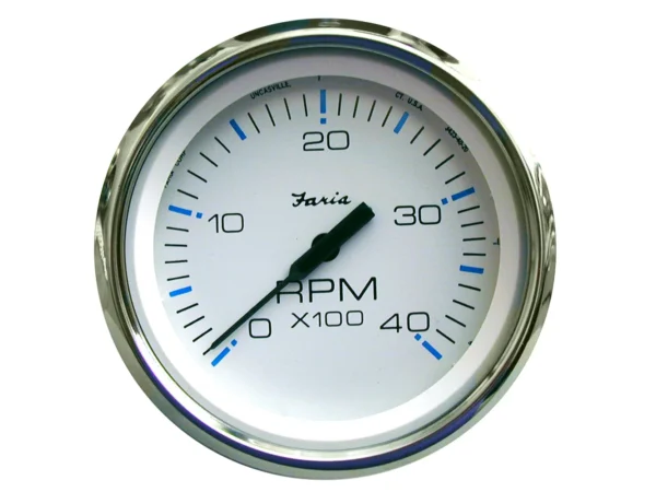 Faria Chesapeake White SS 4" Tachometer - 4000 RPM (Diesel)(Mechanical Takeoff & Var Ratio Alt)