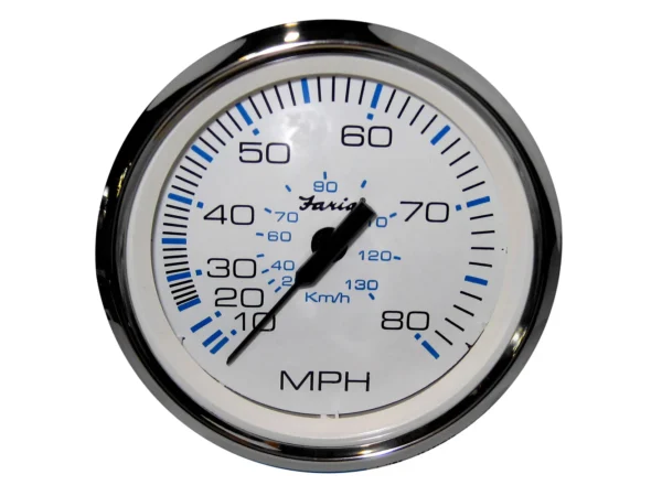 Faria Chesapeake White SS 4" Speedometer - 80MPH (Pitot)