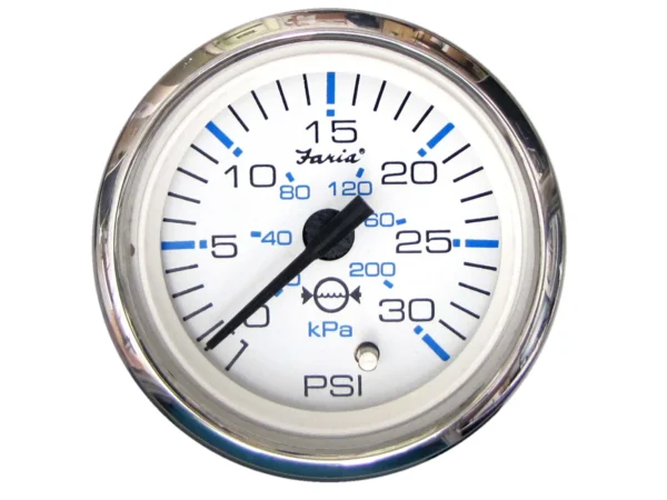 Faria Chesapeake White SS 2" Water Pressure Gauge (30 PSI)