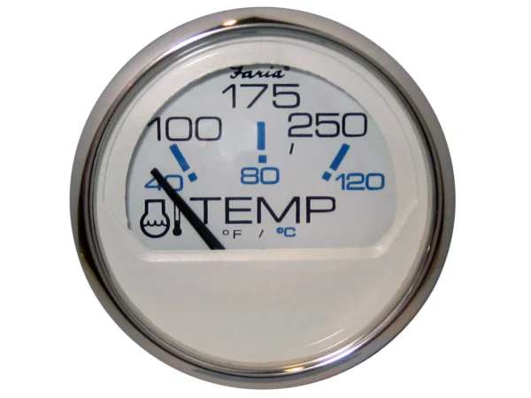 Faria Chesapeake White SS 2" Water Temperature Gauge (100-250°F)