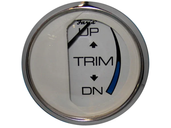 Faria Chesapeake White SS 2" Trim Gauge (Mercury / Mariner / Mercruiser / Volvo DP / Yamaha - '01 and Newer)