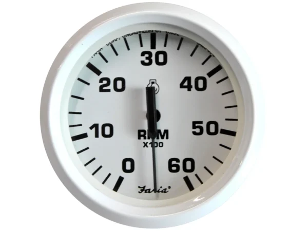 Faria Dress White 4" Tachometer - 6000 RPM (Gas) (Inboard & I/O)