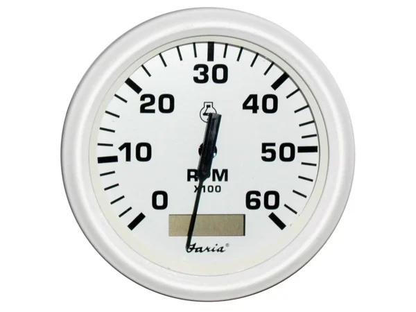 Faria Dress White 4" Tachometer w/Hourmeter - 6000 RPM (Gas) (Inboard)