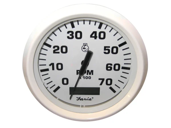 Faria Dress White 4" Tachometer w/Hourmeter - 7000 RPM (Gas) (Outboard)