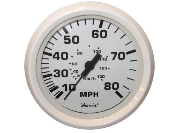 Faria Dress White 4" Speedometer - 80MPH (Pitot)