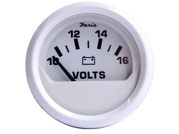 Faria Dress White 2" Voltmeter (10-16 VDC)