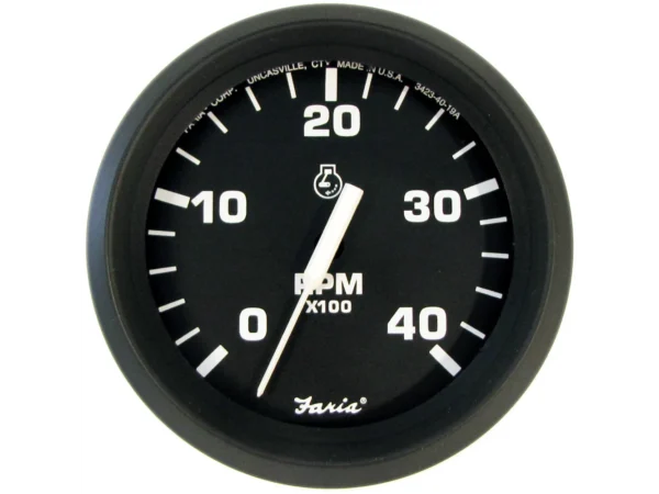 Faria Euro Black 4" Tachometer - 4000 RPM (Diesel) (Mechanical Takeoff)