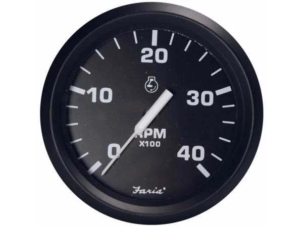 Faria Euro Black 4" Tachometer - 4000 RPM (Diesel - Magnetic Pick-Up)