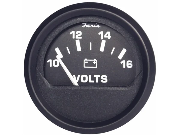 Faria Euro Black 2" Voltmeter (10-16 V)