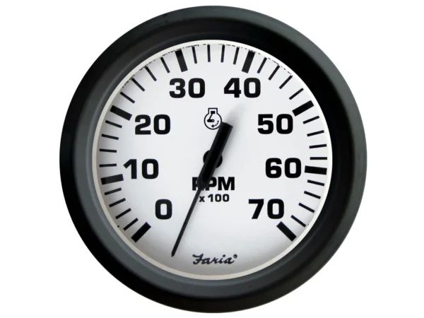 Faria Euro White 4" Tachometer 7000 RPM (Gas) (Outboards)