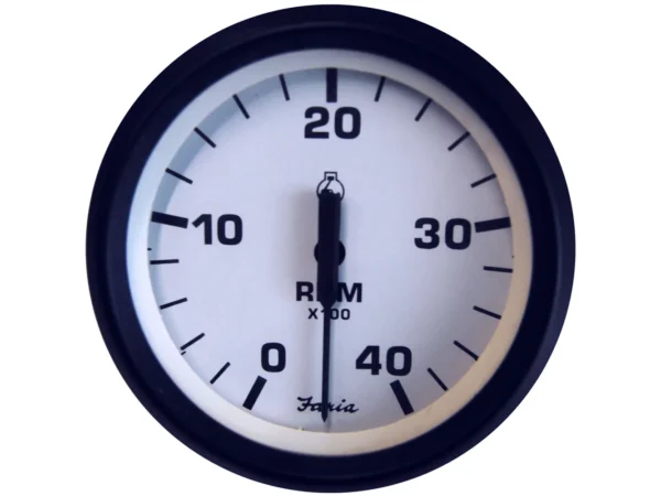 Faria Euro White 4" Tachometer 4000 RPM (Diesel) (Mechanical Takeoff & Var Ratio Alt)