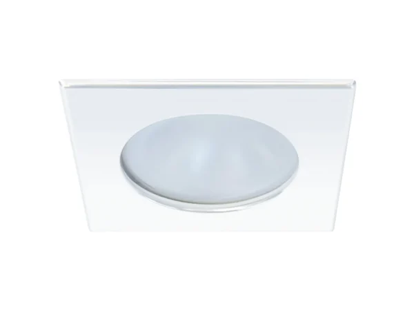 Quick Blake XP Downlight LED -  4W, IP66, Spring Mounted - Square White Bezel, Round Warm White Light