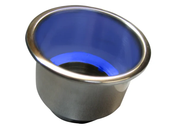 Whitecap Flush Mount Cup Holder w/Blue LED Light - Stainless Steel