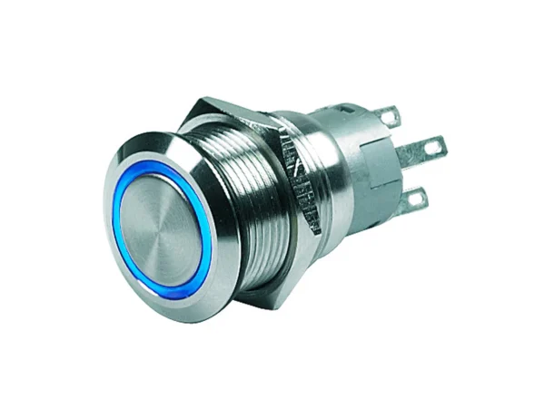 BEP Push-Button Switch - 12V Momentary (On)/Off - Blue LED