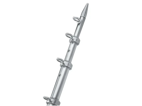 TACO 8' Center Rigger Pole - Silver w/Silver Rings & Tip - 1-1/8" Butt End Diameter