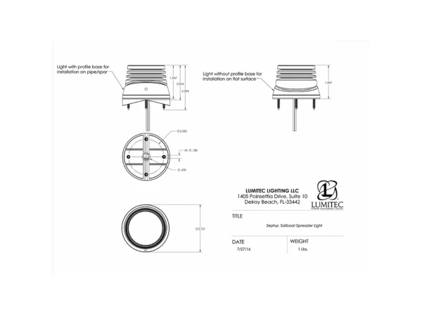 Lumitec Zephyr LED Spreader/Deck Light -Brushed, Black Base - White Non-Dimming - Image 3