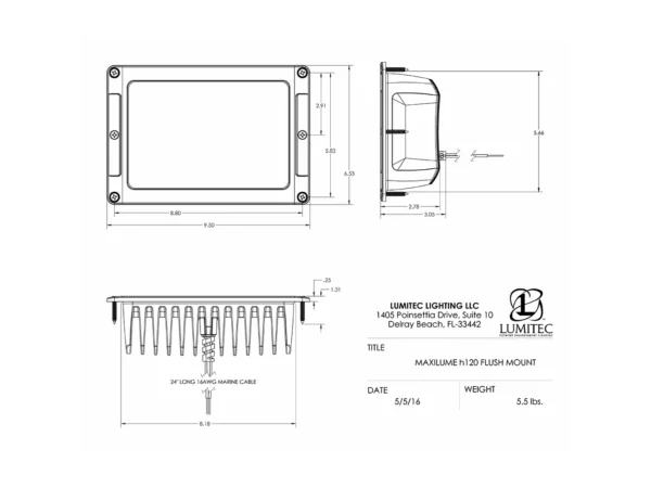 Lumitec Maxillume h120 - Flush Mount Flood Light - White Housing - White Dimming - Image 3