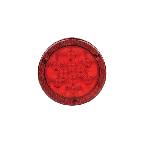 FulTyme RV LED 4" Round Sealed Light W/Reflex Mounting Flange, Red