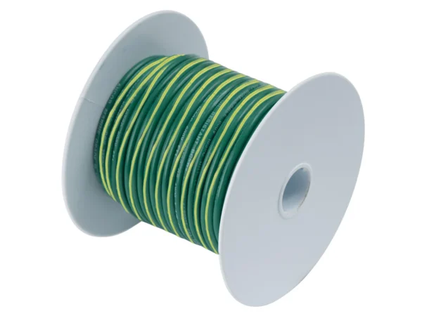 Ancor Green w/Yellow Stripe 10 AWG Tinned Copper Wire - 100'