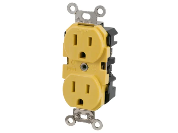 Marinco 15A 125V Yellow Duplex Straight Blade Receptacle