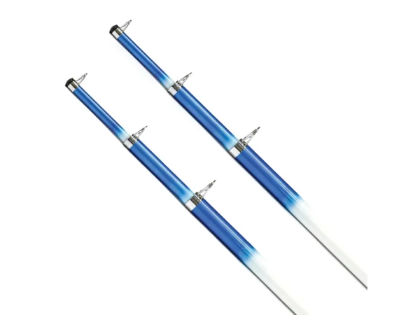 Tigress 15' Telescoping Fiberglass Outrigger Poles - 1-1/8" O.D. - White/Blue - Pair