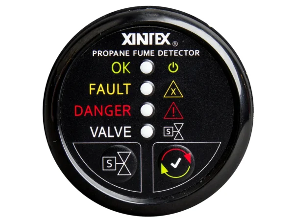 Fireboy-Xintex Propane Fume Detector w/Plastic Sensor & Solenoid Valve - Black Bezel Display