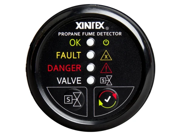 Fireboy-Xintex Propane Fume Detector w/Automatic Shut-Off & Plastic Sensor - No Solenoid Valve - Black Bezel Display