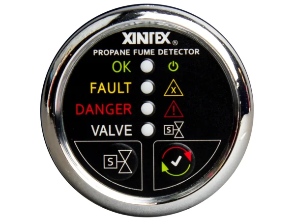 Fireboy-Xintex Propane Fume Detector w/Automatic Shut-Off & Plastic Sensor - No Solenoid Valve - Chrome Bezel Display