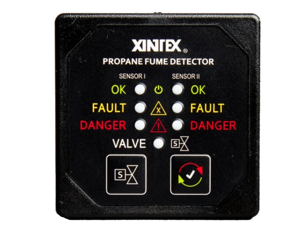 Fireboy-Xintex Propane Fume Detector w/2 Plastic Sensors - No Solenoid Valve - Square Black Bezel Display