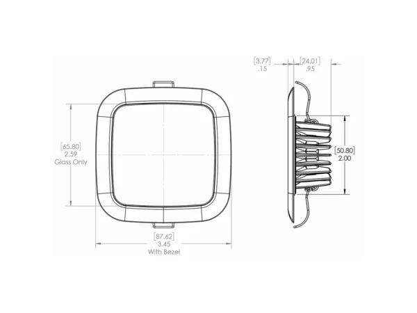 Lumitec Square Mirage Down Light - White Dimming, Red/Blue Non-Dimming - Polished Bezel - Image 3