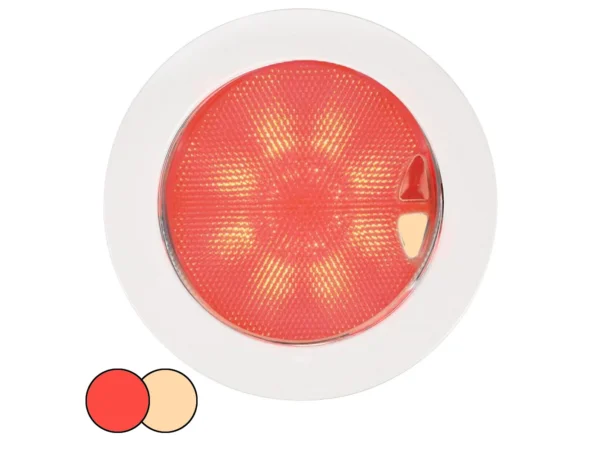 Hella Marine EuroLED 150 Recessed Surface Mount Touch Lamp - Red/Warm White LED - White Plastic Rim