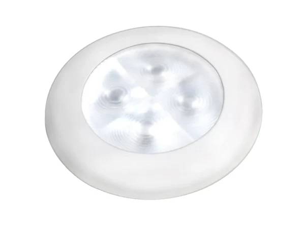 Hella Marine Slim Line LED 'Enhanced Brightness' Round Courtesy Lamp - White LED - White Plastic Bezel - 12V