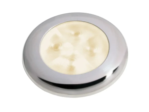 Hella Marine Slim Line LED 'Enhanced Brightness' Round Courtesy Lamp - Warm White LED - Stainless Steel Bezel - 12V