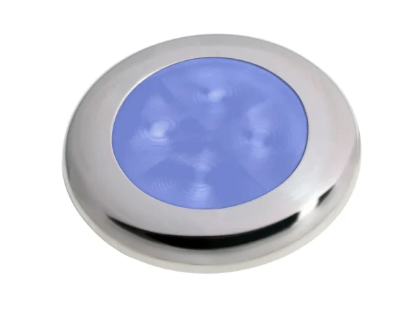 Hella Marine Slim Line LED 'Enhanced Brightness' Round Courtesy Lamp - Blue LED - Stainless Steel Bezel - 12V