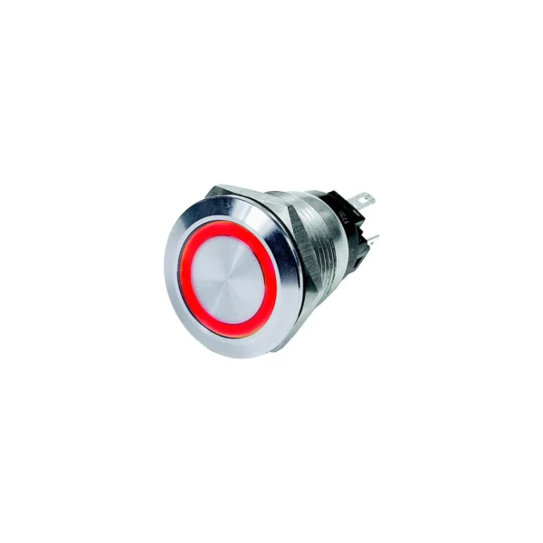 Blue Sea 4163 Push Button LED Ring Switch, Red, Off-(On)