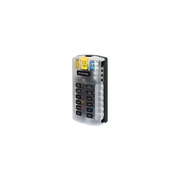 Blue Sea Systems 5026 ST Blade Common Source ATO/ATC Fuse Block w/Negative Bus - 12 Circuits with Cover