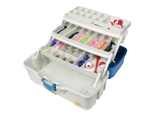 Plano Ready Set Fish Three-Tray Tackle Box - Aqua Blue/Tan