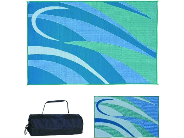 Ming's Mark Reversible Mat, Graphic Blue/Green, 8' x 12'
