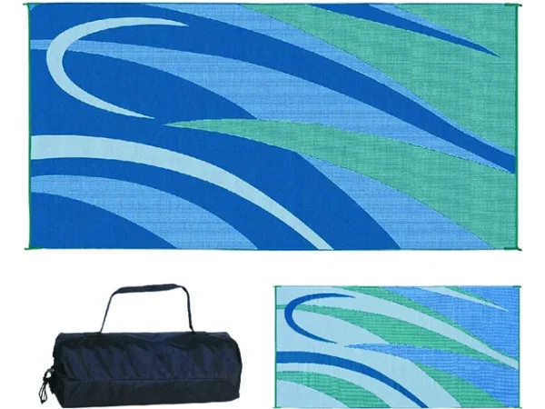 Ming's Mark Reversible Mat, Graphic Blue/Green, 8' x 16' - Image 2