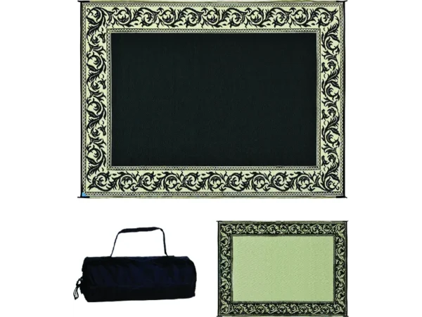 Ming's Mark Reversible Mat, Classical Black/Beige, 6' x 9'