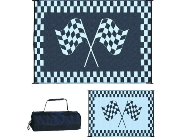 Ming's Mark Reversible Black & White Racing Flag Mat