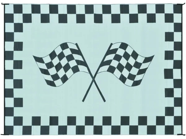Ming's Mark Reversible Black & White Racing Flag Mat - Image 2