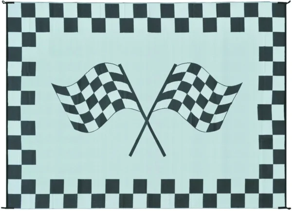 Ming's Mark Reversible Black & White Racing Flag Mat